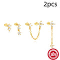 S925 sterling silver clover petal earrings with gold electroplating in geometric design for women
