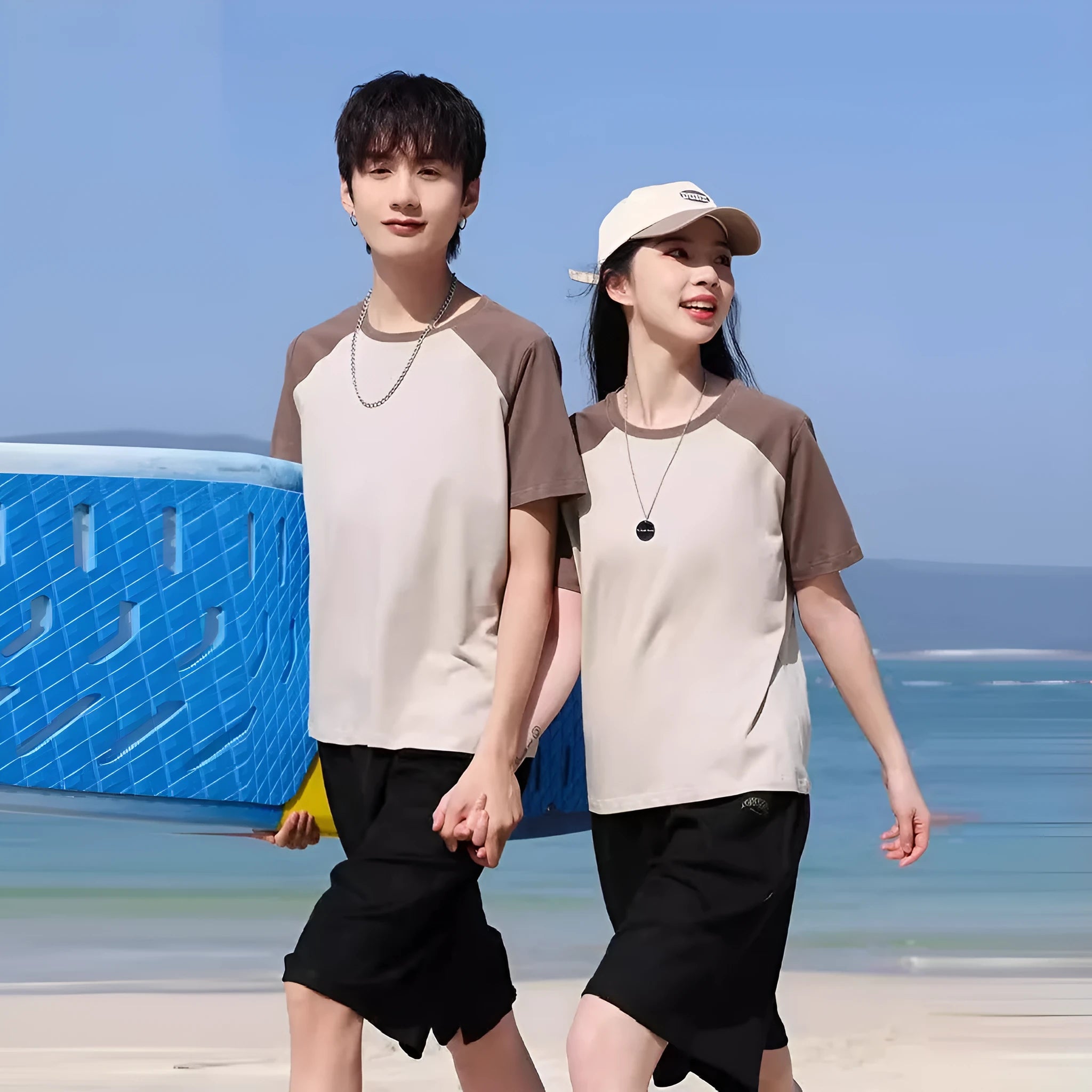 Cotton blend round neck t-shirt work clothes printing pullover in loose fit with multiple colour options