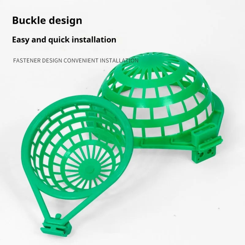 Green plastic bird nest for birds, available in Large or Trumpet, split and easy to clean
