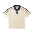 Casual lapel short sleeve polo shirt in cotton blend with drop shoulder loose fit