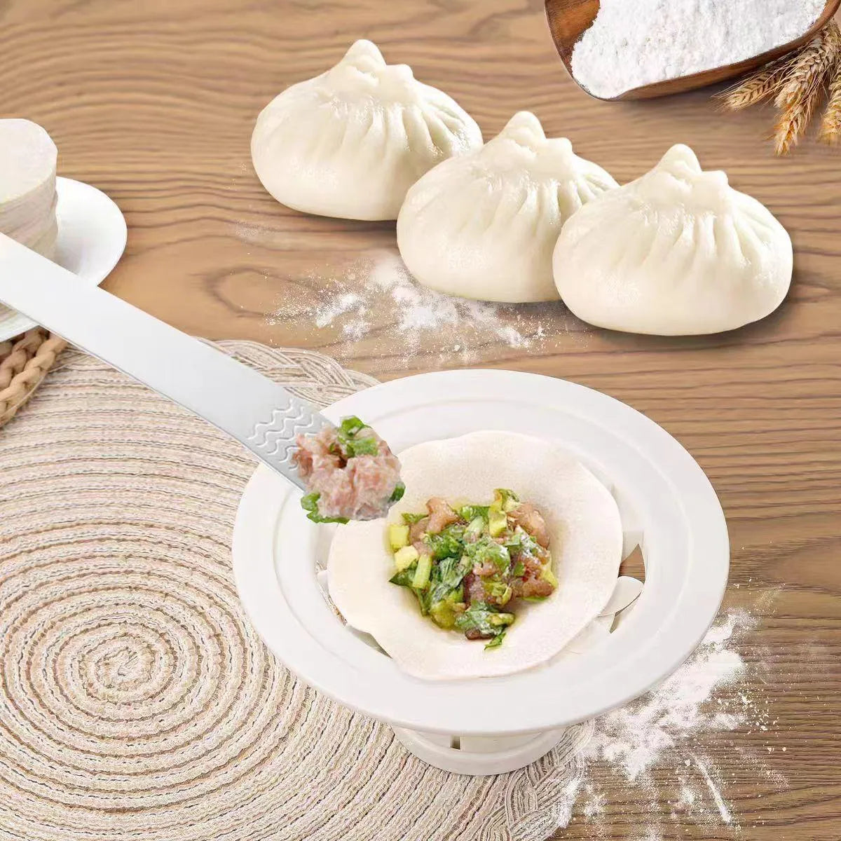 Black plastic Jinkali baozi mould for shaping uniform dumplings and steamed buns