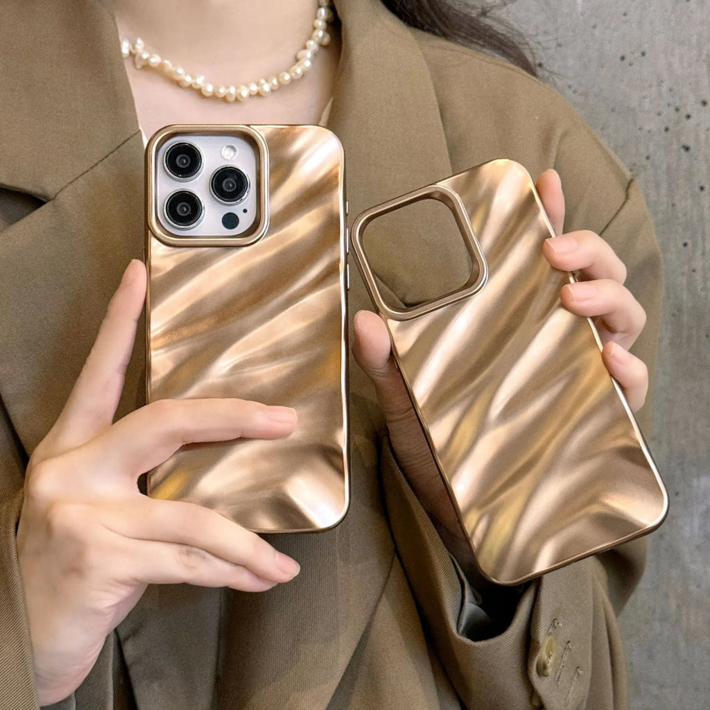 Desert gold TPU phone case with three-dimensional silk pattern for iPhone 15 Pro Max