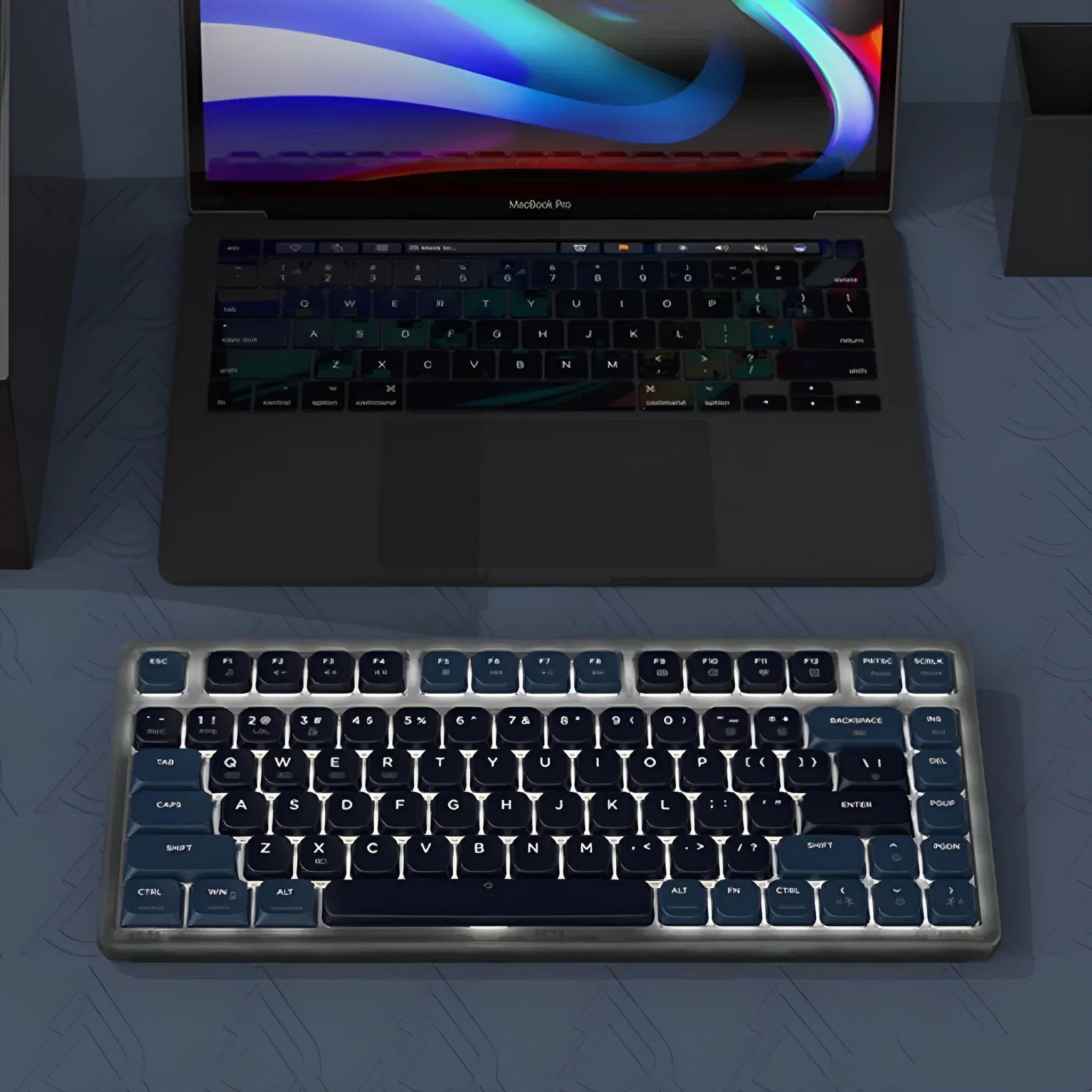 Ajazz AK832PRO mechanical keyboard in green or tea colour with compact 81-key layout and colour screen