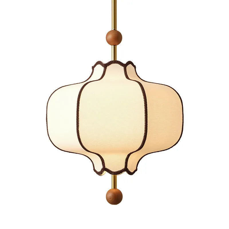 Retro French style fabric craft chandelier with solid wood in small size for bedroom