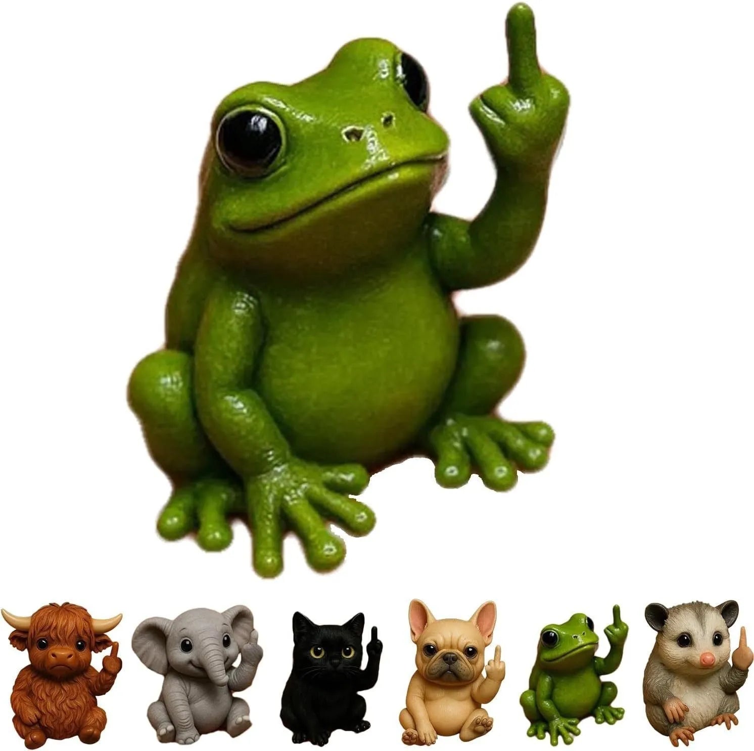 Resin animal middle finger doll ornament showing detailed animal character design with extended hand gesture