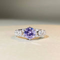 1 karat D colour round moissanite ring in silver or rose gold electroplated silver, US sizes 5 to 9