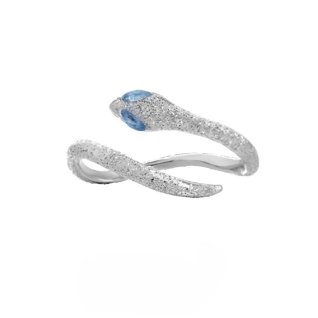 Sterling silver adjustable snake ring with platinum electroplating for women