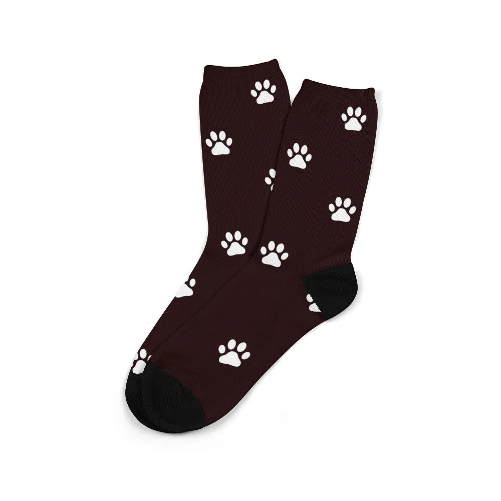 Custom photo mid-calf tube socks with personalised cartoon graphic printing in various colours