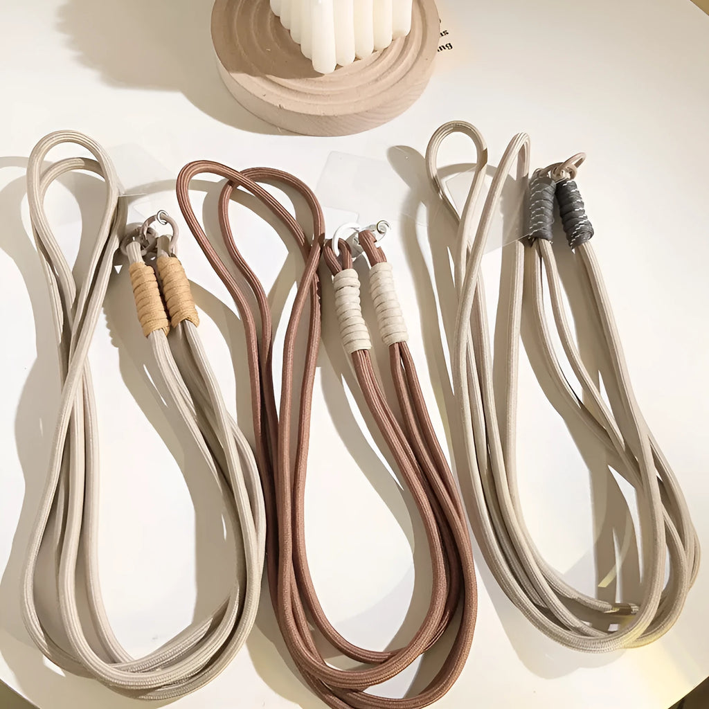 Simple woven crossbody mobile phone lanyard strap for women with three long shoelace size options 124, 125, 126