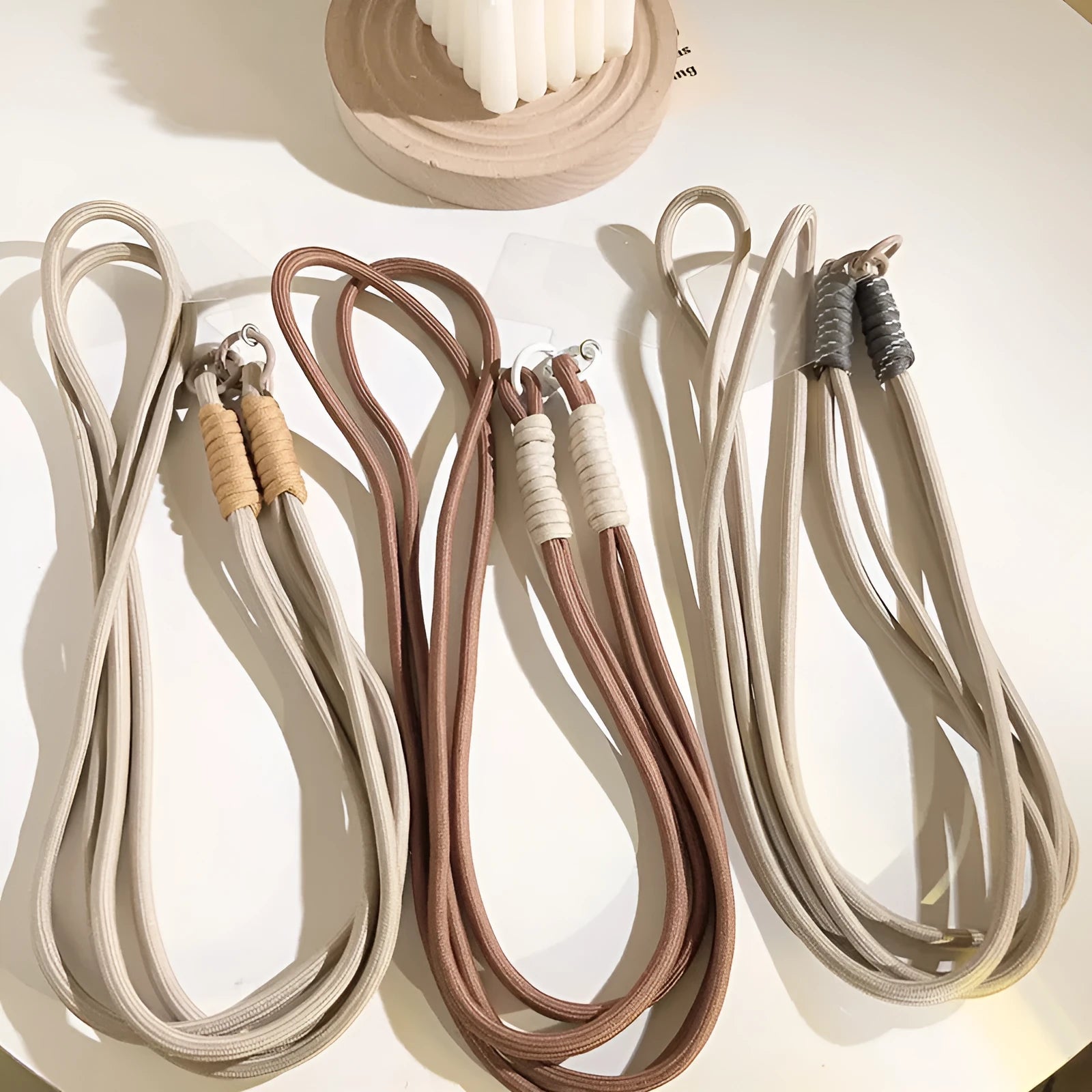 Simple woven crossbody mobile phone lanyard strap for women with three long shoelace size options 124, 125, 126