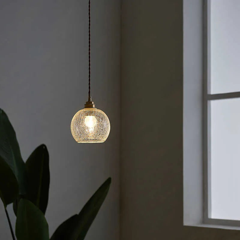 Brass and glass ball chandelier ceiling light with a retro design, measuring 17.5cm wide.
