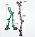 Cotton rope knot dog toy for large breeds, 77cm, flower rope four sections and green rope five sections.