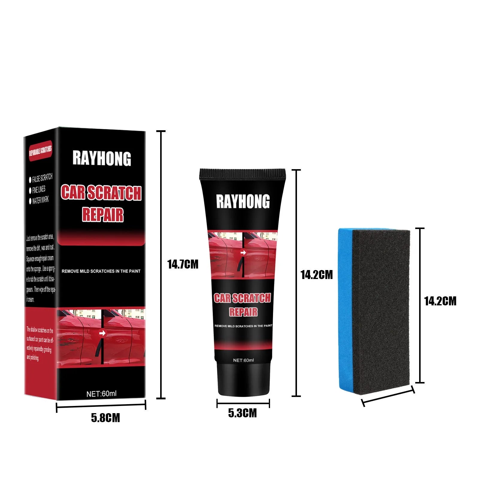 60ml car scratch repair wax set with lacquer wax for paint surface maintenance