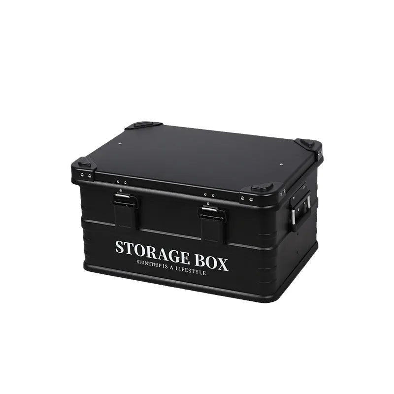 Waterproof vehicle storage box in army green colour showing sturdy handles and foldable design