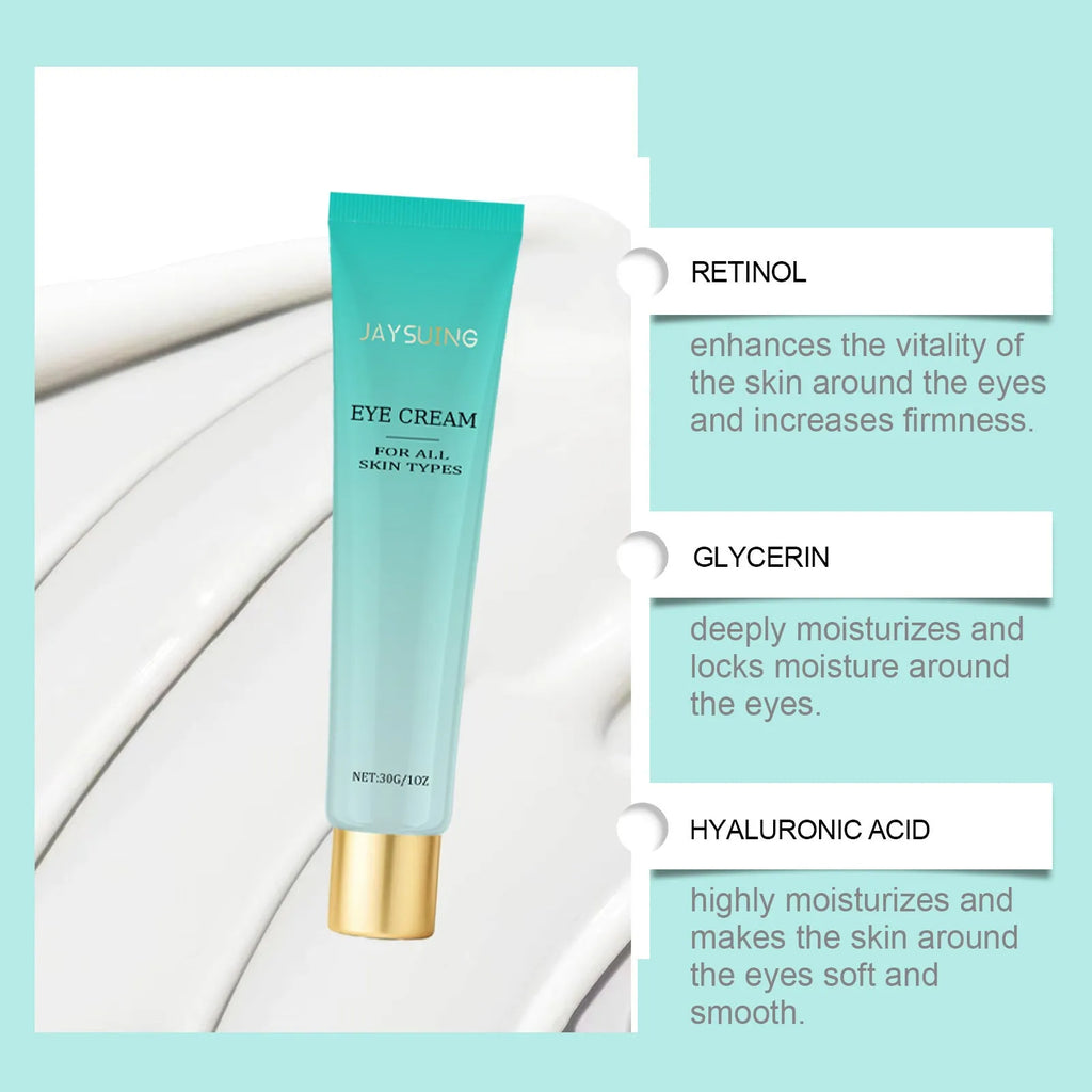 30g tube of retinol anti-ageing eye cream with hyaluronic acid for under-eye treatment