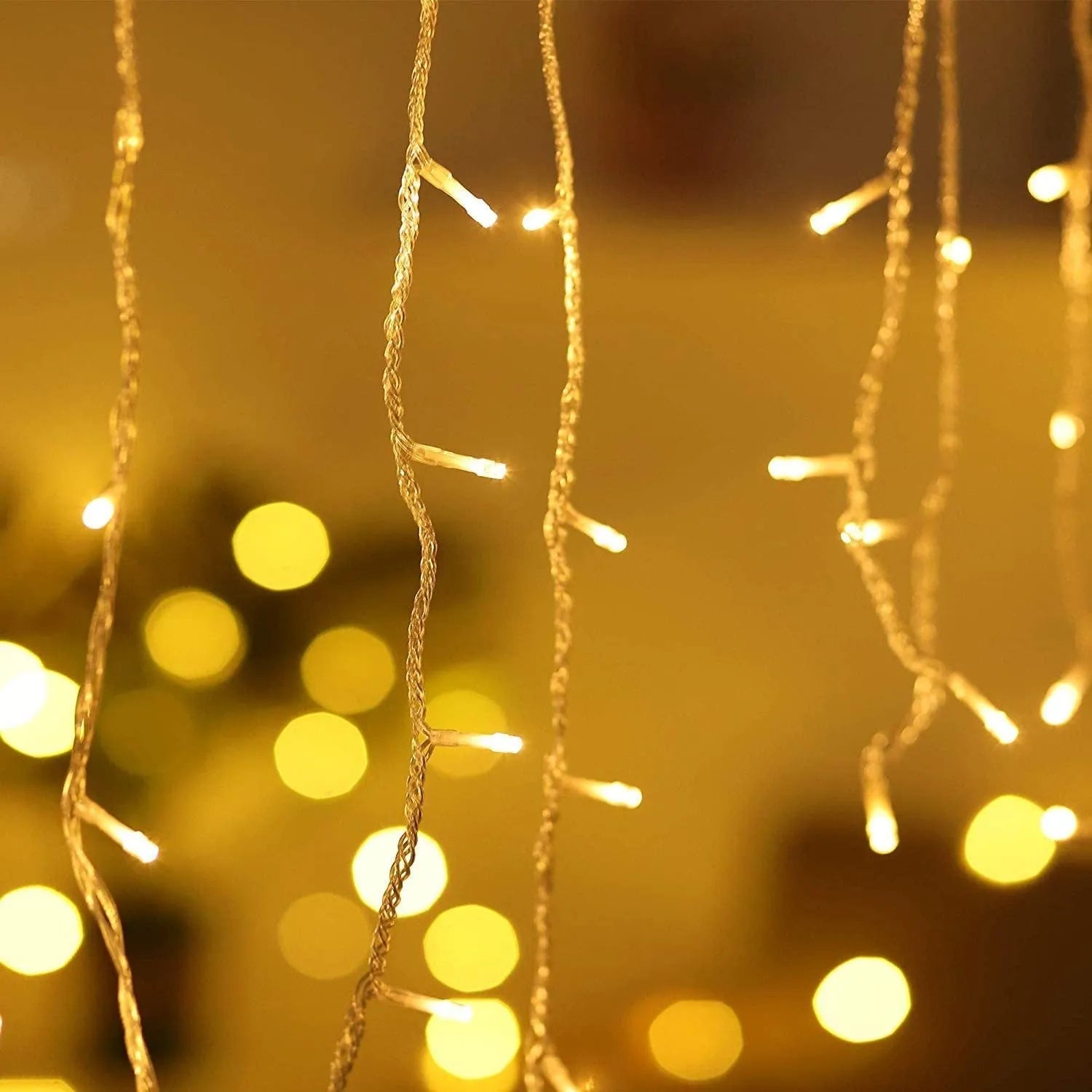 LED ice bar light string on dark background showing warm white and multicolour lamps in 4m length