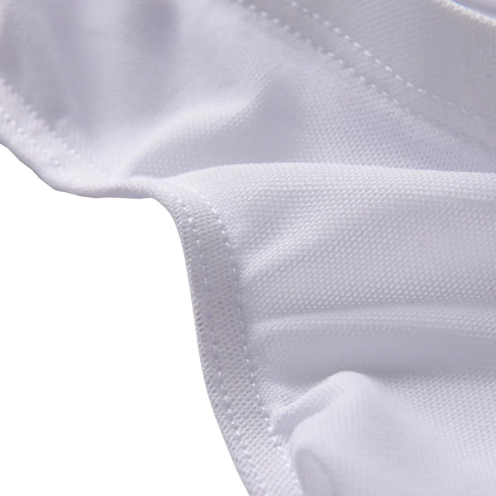 Men's black low-waist triangle briefs made from quick-drying Nylon ice silk fabric.