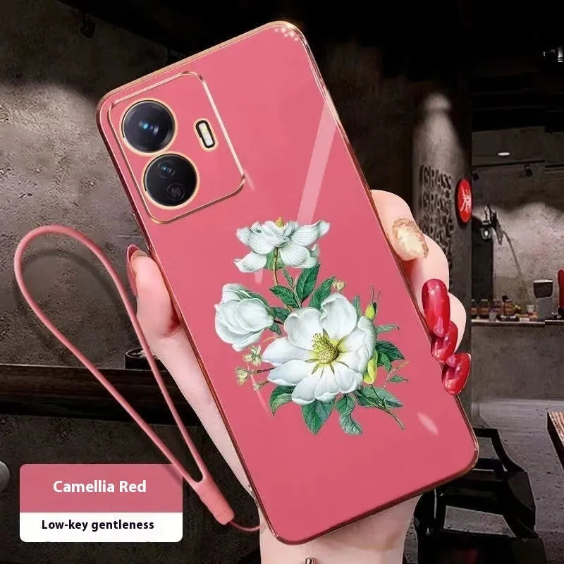 Anti-fall electroplating phone case for iPhone 15 Pro Max, white colour, full-coverage protective sleeve with glossy finish