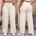 Women's apricot wide-leg straight jeans with high waist on a hanger.
