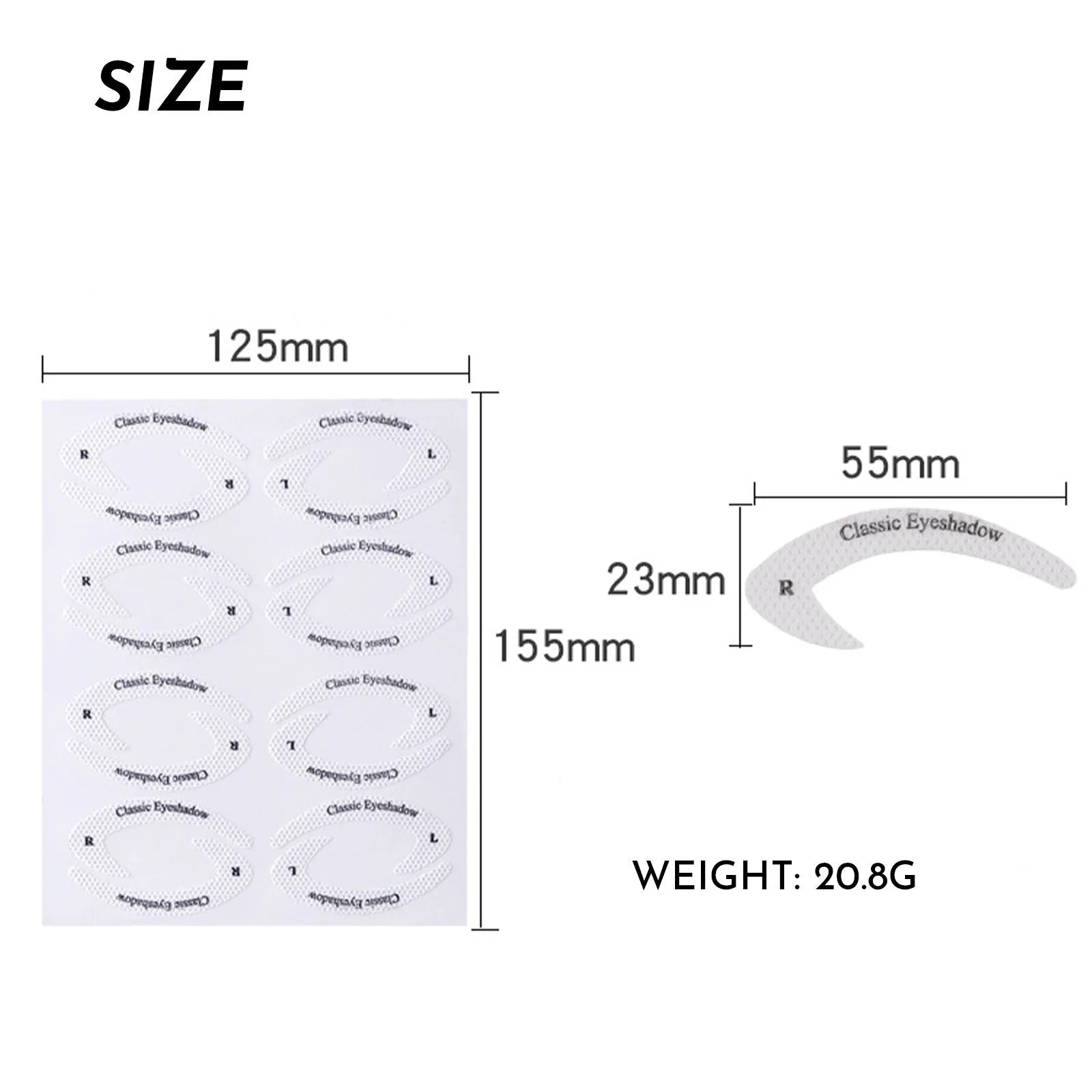 Set of four reusable flexible eyeliner and eyeshadow makeup sticker templates on a pink background