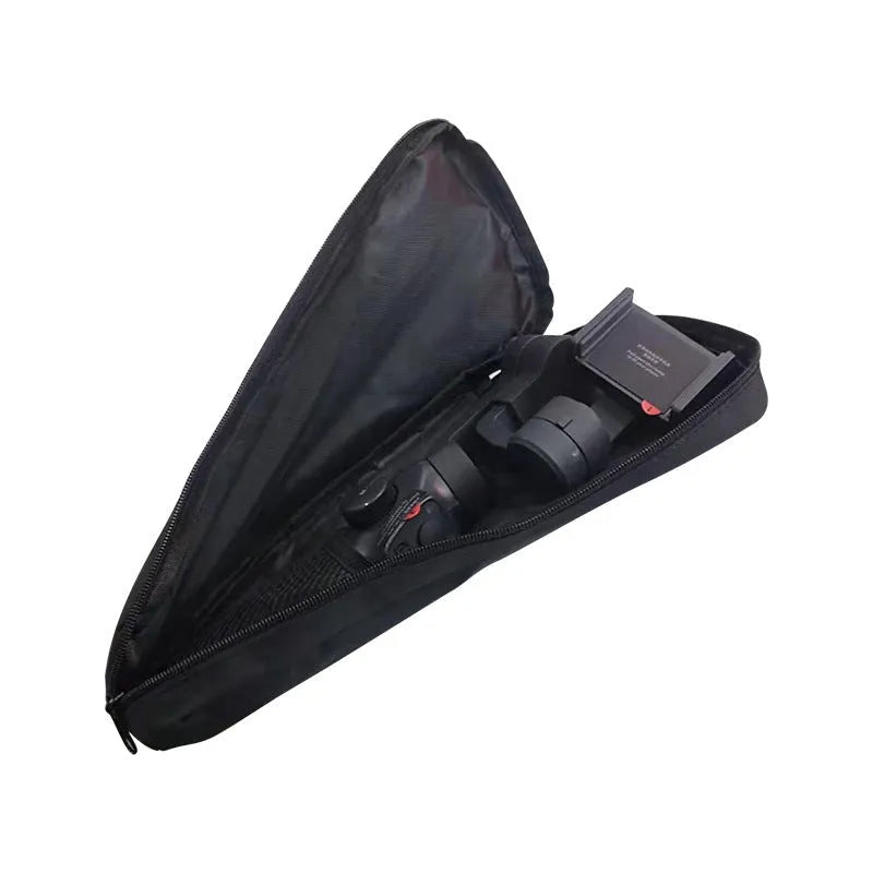 Black cloth storage bag for mobile phone stabilizer accessories.