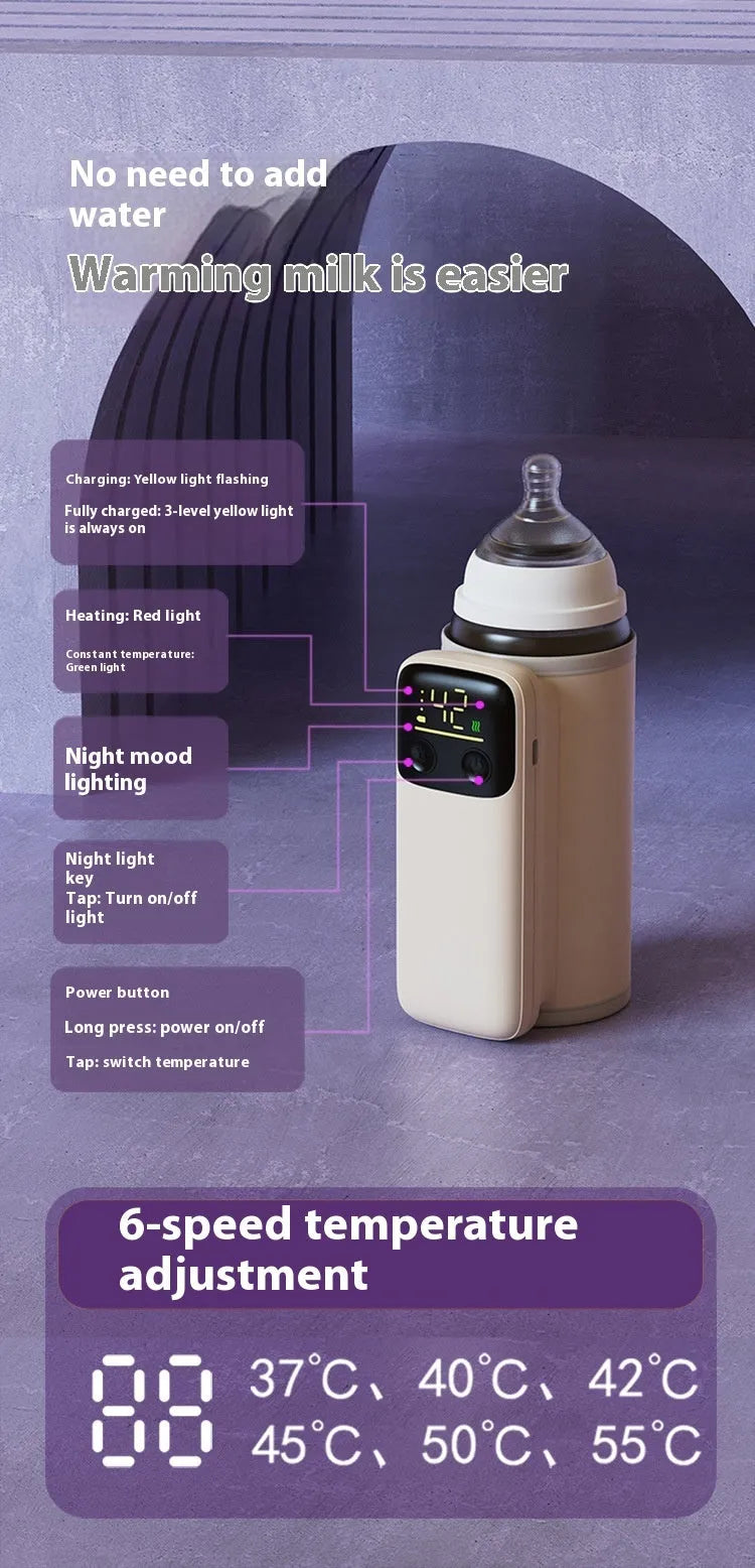 Baby bottle insulation sleeve with USB charger showing universal design for milk warming