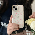 Veneer Pink small floral silicone phone case with embossed pattern for iPhone 13 Pro Max