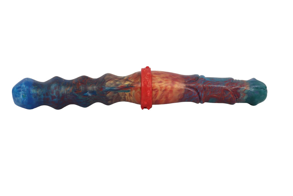 Orthrus big nodule silicone dildo 36cm long 4.8cm wide in streamer colour