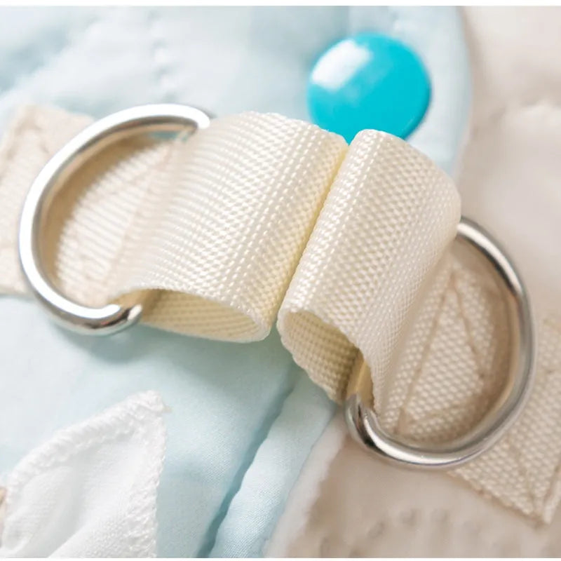 Blue thick warm heart-shaped checkered pocket pet vest dog coat with D-ring and side-buckle closure