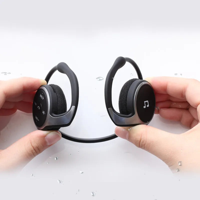 Stereo wireless Bluetooth headset in Black with TF card slot and FM radio