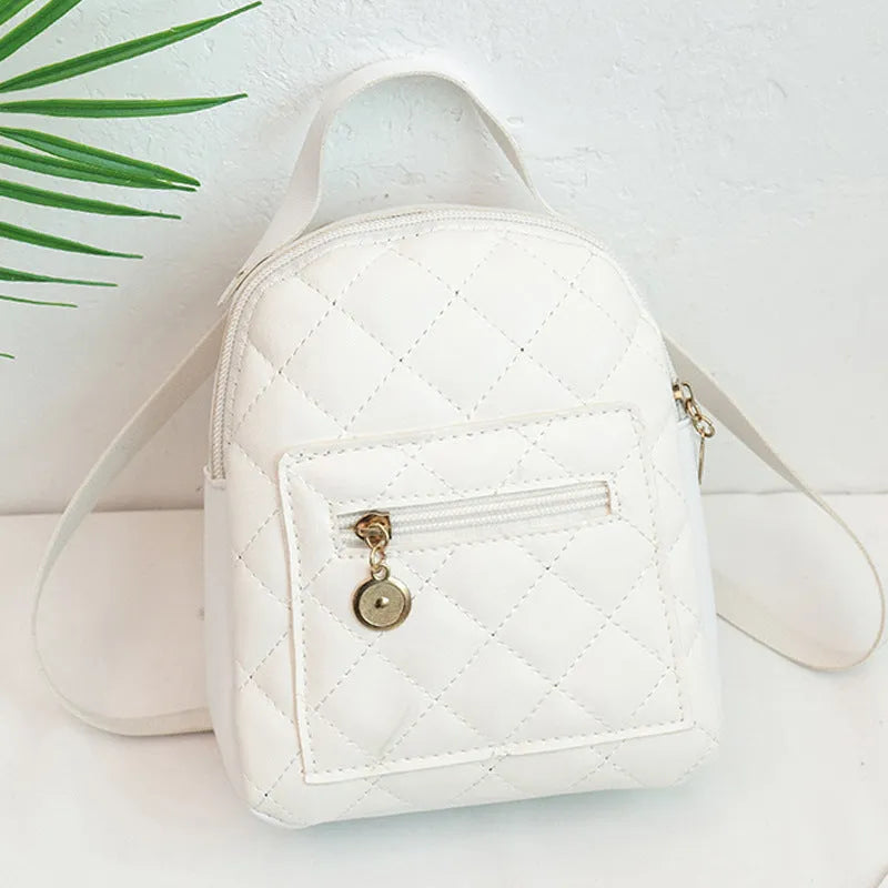 Girls' embroidered Korean-style hardback backpack in square shape, shown in pink colour.