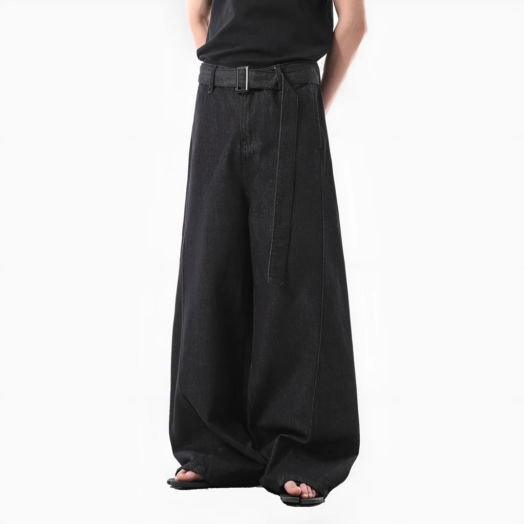 Black high waist straight leg jeans with gold stitching in American retro style