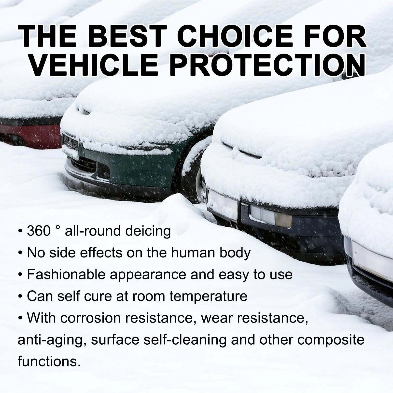 Compact PE plastic car snow brush with hydrophobic nano coating spray, measuring 5x9x14cm.