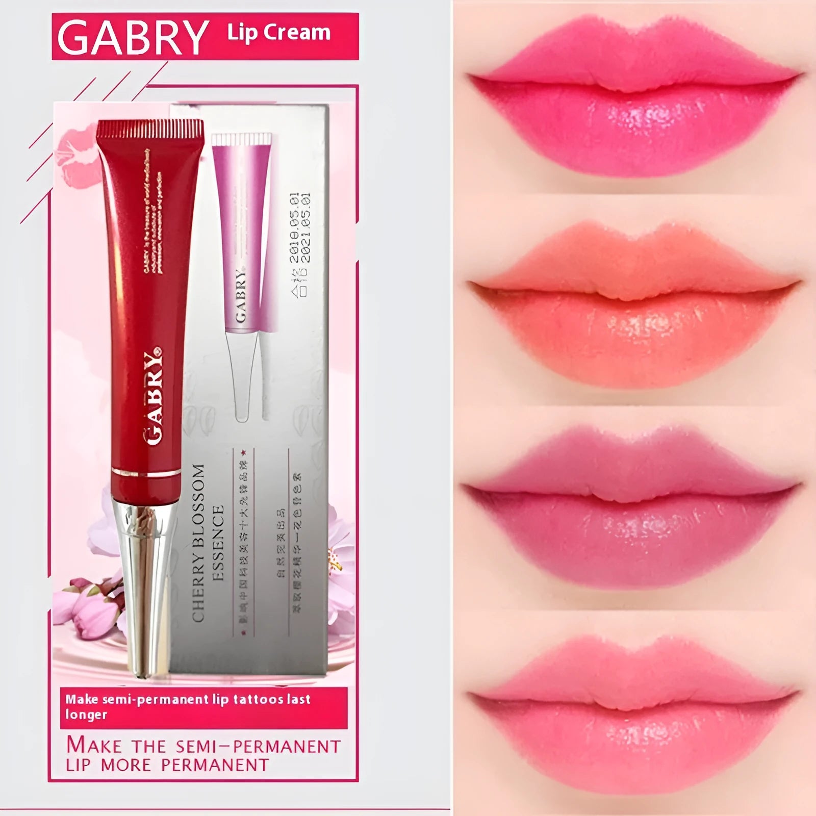 Vermilion waterproof lip gloss with applicator in five colour options