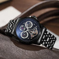 Men's automatic business watch with luminous hands on steel bracelet