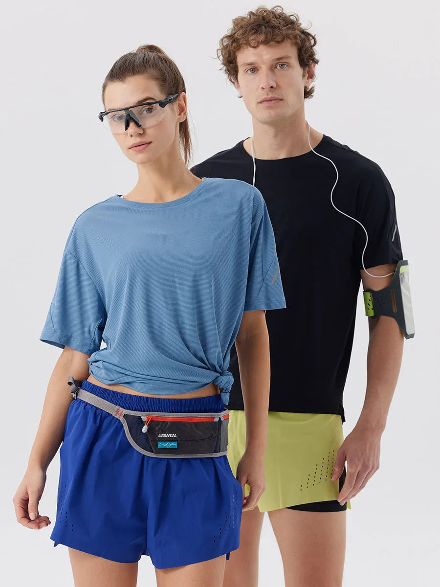 Men's nylon sports shorts with side-slit design in turmeric yellow colour