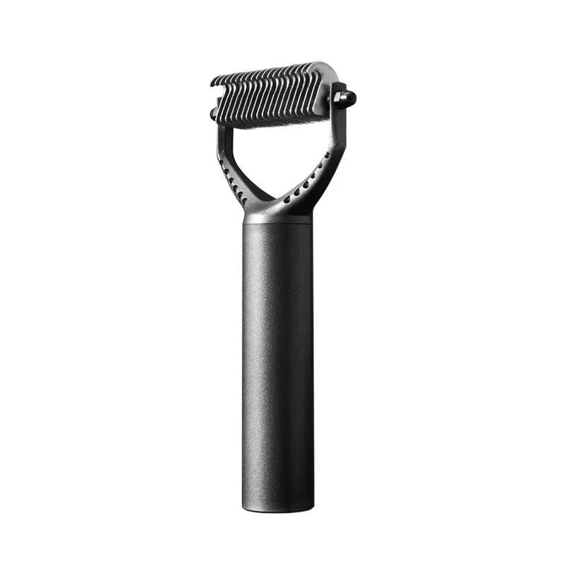 Massage knot washable pet grooming set with AUS304 stainless steel comb in matte black and noble purple