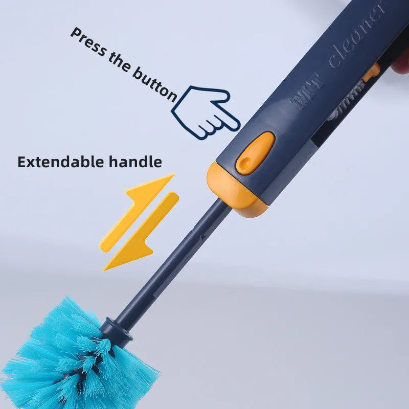 Blue and grey 4-in-1 multifunctional cup cleaning brush set with silicone head and wire gap cleaner.