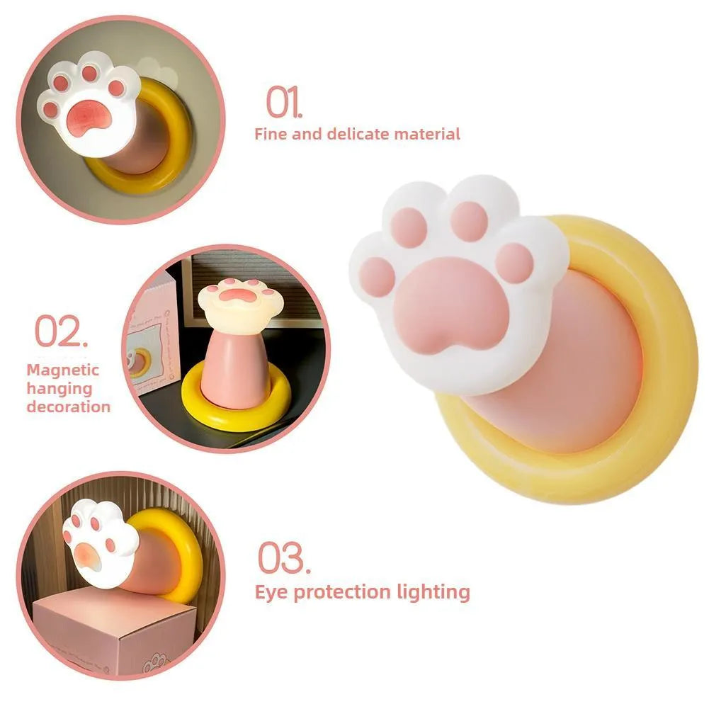 White cat paw shaped desk lamp with touch controls and three brightness settings