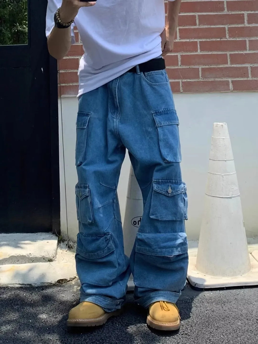 Men's Denim Straight-Leg Jeans Mid Waist Zip Fly Blue Micro-Elastic Cotton Trousers for Teenagers Adult Casual Leisure S M L XL XXL XXXL American Street Retro Workwear Jeans