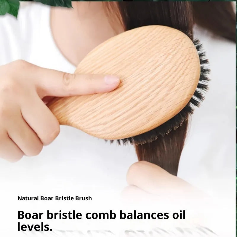 Whole pig hair nanzhu air cushion comb anti-static natural bamboo wooden hairbrush with bristles