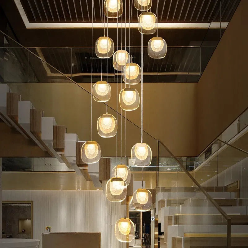 Postmodern crystal chandelier gold 6 heads stainless steel chassis adjustable cable 600mm diameter