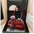 PU leather women's pillow-shaped handbag with double shoulder strap and retro flap closure