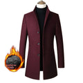 Men's single-breasted stand collar wool blend padded winter coat in solid colour, side seam pockets, S to 3XL sizes