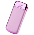 Square aluminium alloy power bank with digital display and multiple USB ports in various colours