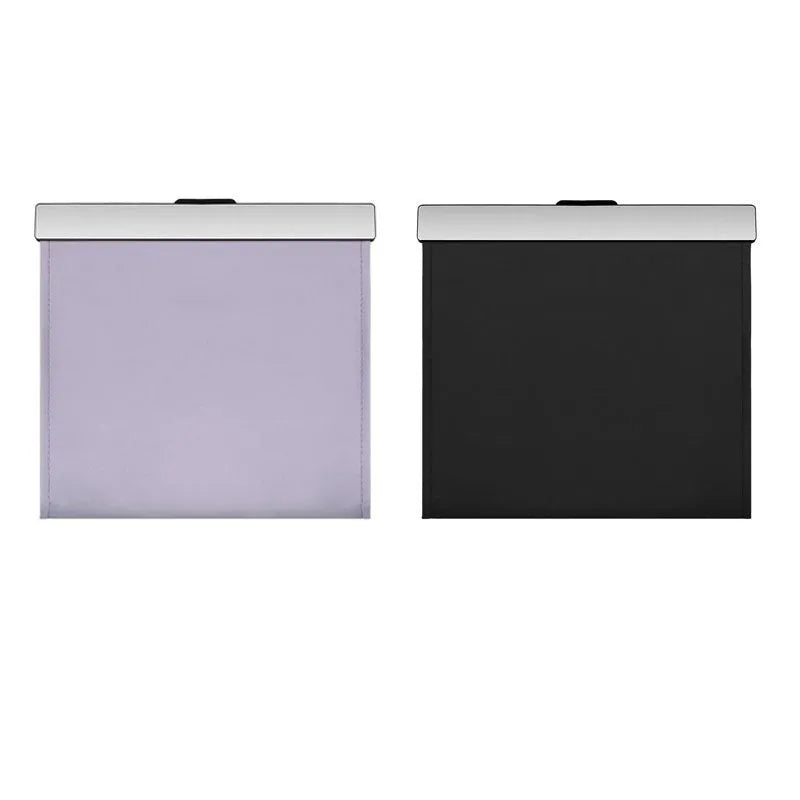 Leather car garbage bag with magnetic mount and LED lights, shown as a hanging vehicle storage bag.