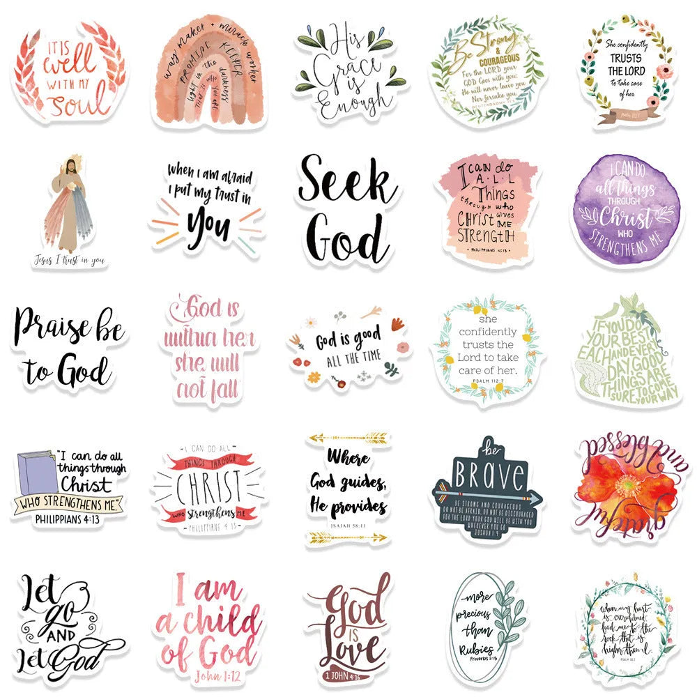 50-piece graffiti sticker set with random urban patterns for personalising laptops and equipment