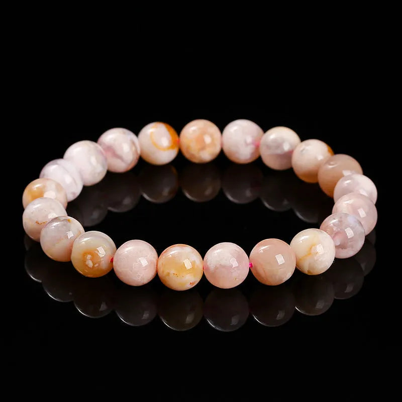3A natural cherry agate women's bracelet with geometric round beads in sweet style design