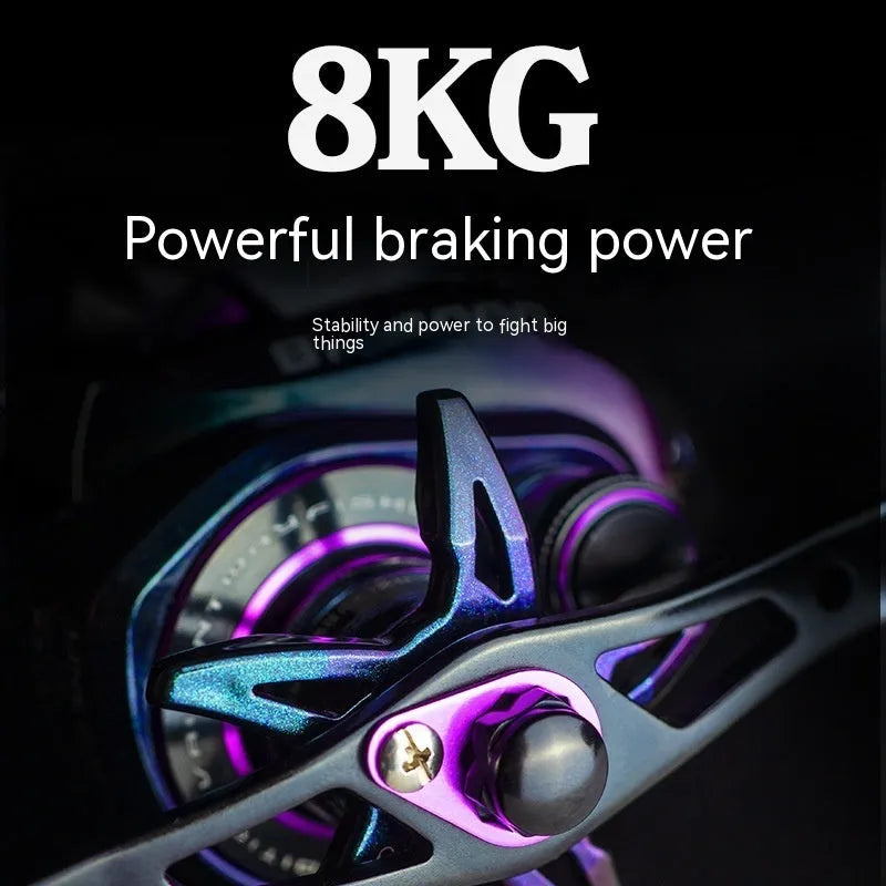 BM2000 fishing spinning reel with magnetic brake in water drop colour, showing left-hand and right-hand model options.
