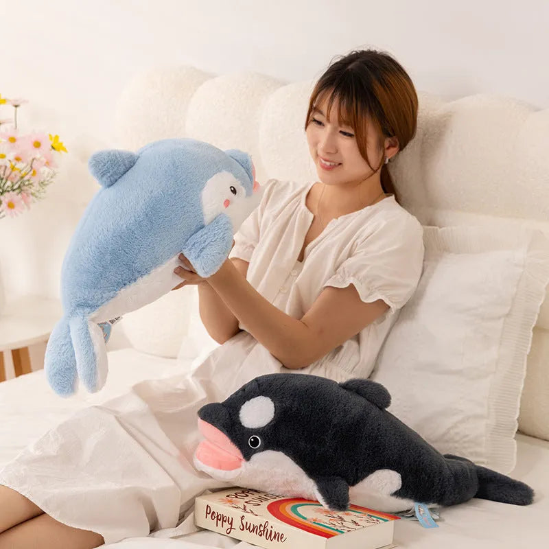 60cm killer whale plush toy in grey from Happy Ocean series, made of polyester fibre